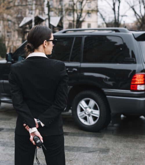 high-angle-guard-woman-watching-area